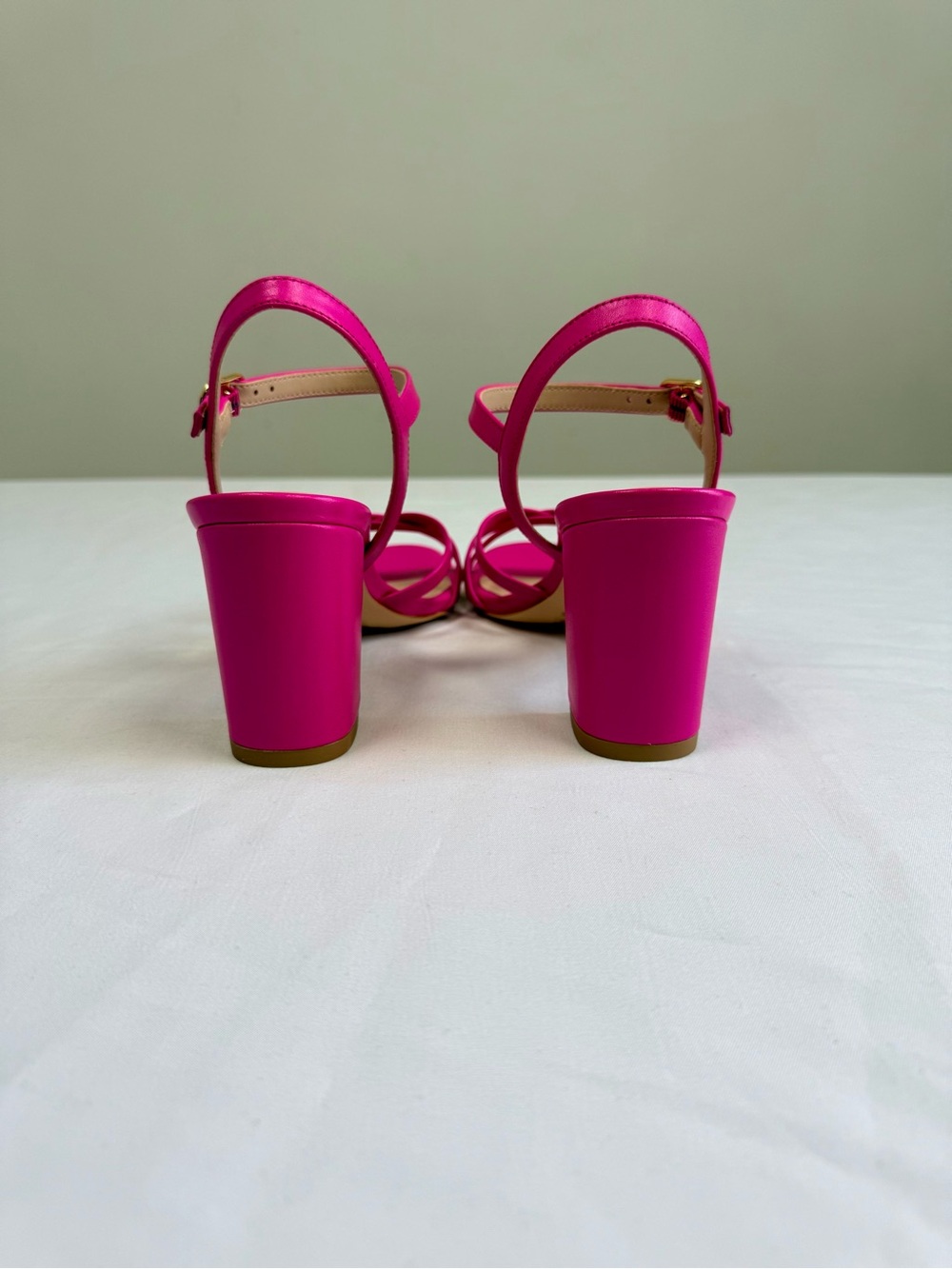 Stuart Weitzman 75MM Starla Leather Block Heel Sandals - Peonia Size 5 - Picture 5 of 9